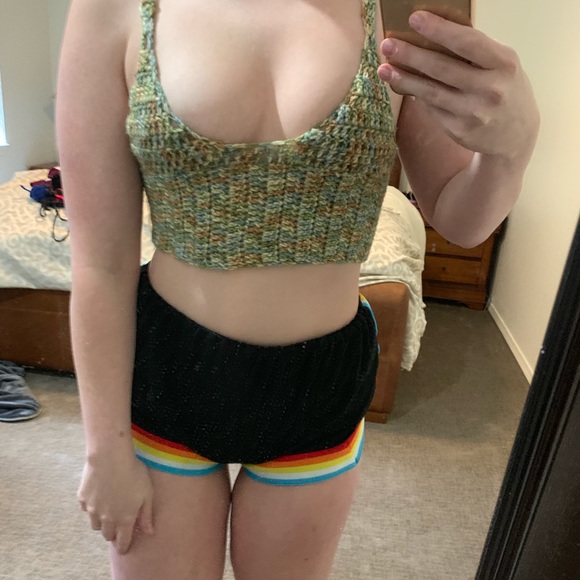 Tops - Handmade crochet cropped tank festival rave sexy croptop bralette bra